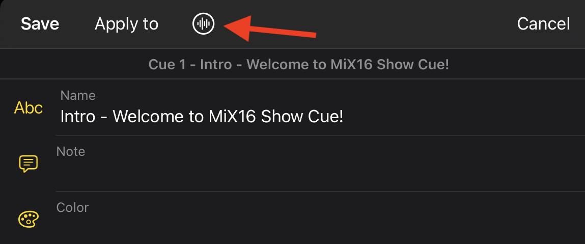 Audio Editor in Cue Settings