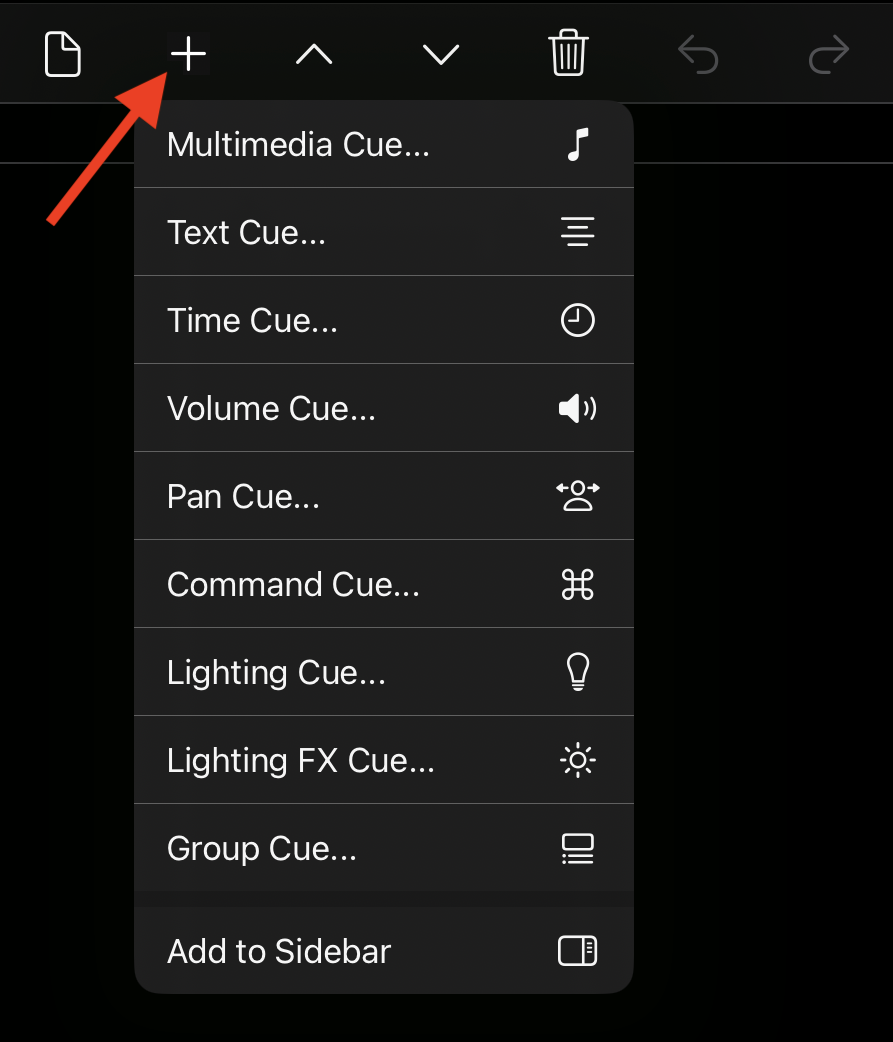 Cues menu