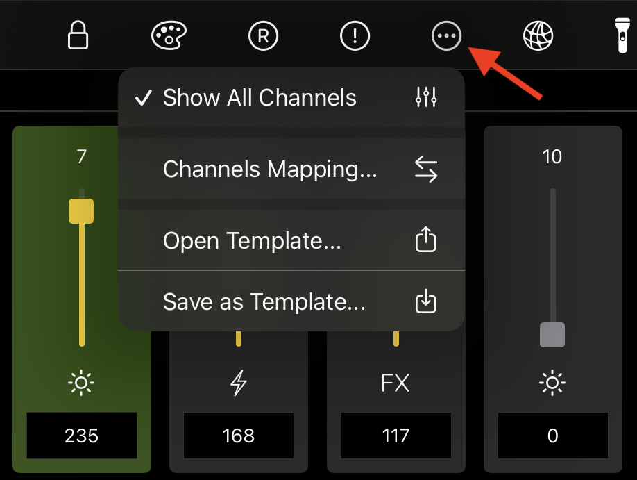 Lighting tools menu