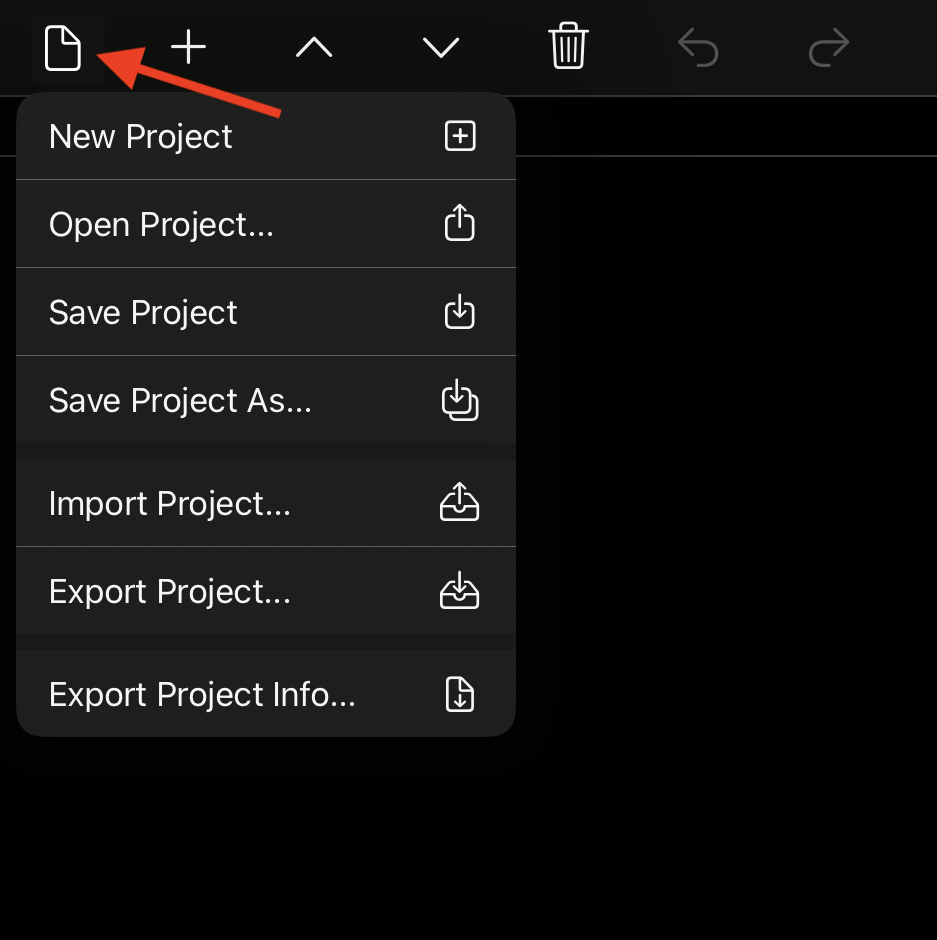 Project menu