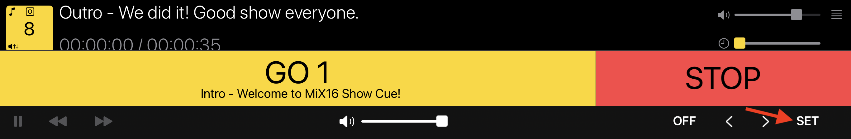 Set GO to selected cue